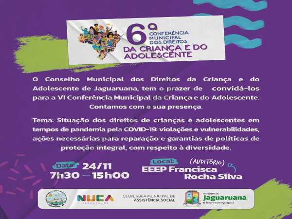 Vem aí a 6ª Conferência Municipal dos Direitos da Criança e do Adolescente!