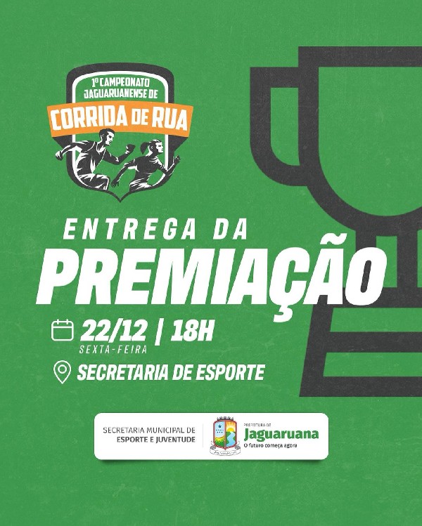 Secretaria De Esporte E Juventude Da Prefeitura De Jaguaruana Realizará Entrega De Premiação 3484