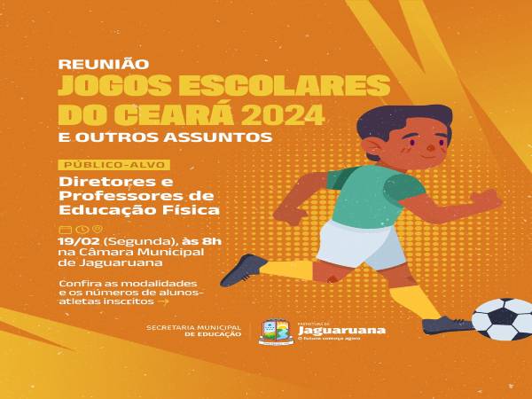 Secretaria da Educação da Prefeitura de Jaguaruana promoverá reunião com diretores e professores de Educação Física!