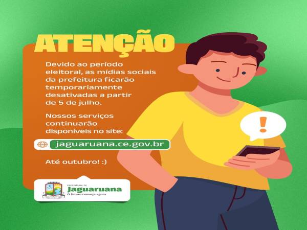 Prefeitura de Jaguaruana comunica a todos a suspensão temporária das nossas redes sociais!